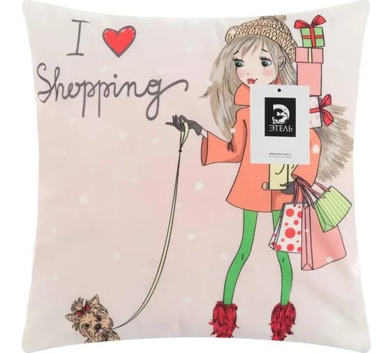 Чехол на подушку Этель Девичьи истории Shopping 40х40 см, велюр 3919682