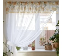 Тюль Этель Солнечные цветы с подхватом и ламбрекеном, 250x200 см, 100% полиэстер, вуаль 4665410