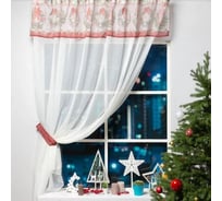 Тюль Этель Новогоднее настроение с подхватом и ламбрекеном, 250x200 см, 100% полиэстер, вуаль 5163058