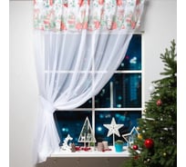 Тюль Этель Christmas red flowers с подхватом и ламбрекеном, 250x200 см, 100% полиэстер, вуаль 5163059