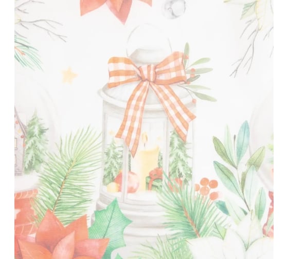 Тюль Этель Christmas red flowers с подхватом и ламбрекеном, 250x200 см, 100% полиэстер, вуаль 5163059