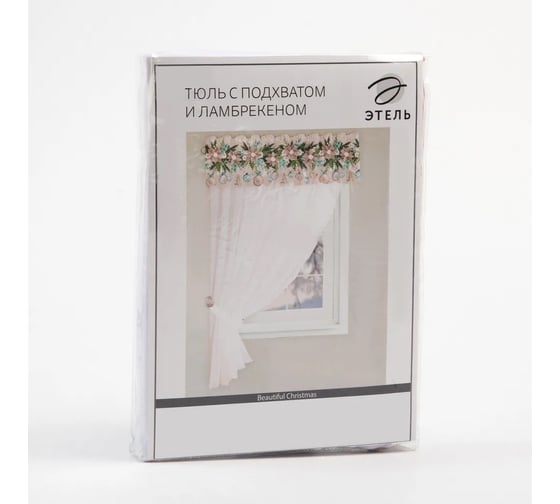 Тюль Этель Pink magic с подхватом и ламбрекеном, 250x200 см, 100% полиэстер, вуаль 5163057