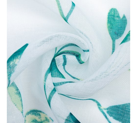 Тюль Этель Green leaves, на шторной ленте, 280х270 см, 70гр/м2, 100% полиэстер 7410883