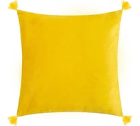 Чехол на подушку с кисточками Этель желтый, 45х45 см, 100% полиэстер, велюр 6906464