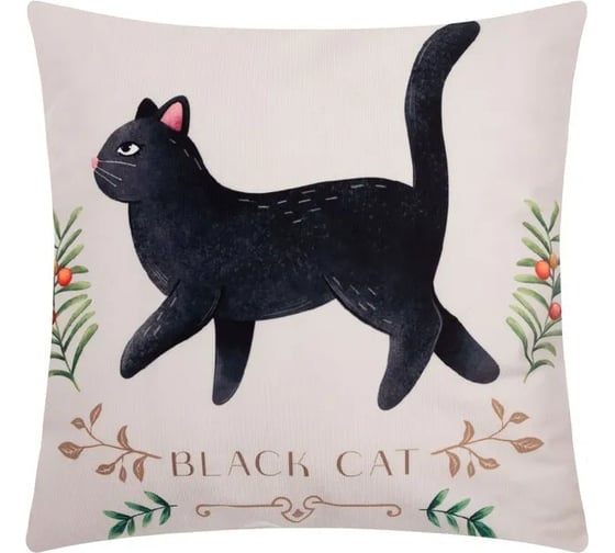 Чехол на подушку Этель Black cat 40х40 см, 100% полиэстер, велюр 7029993 1