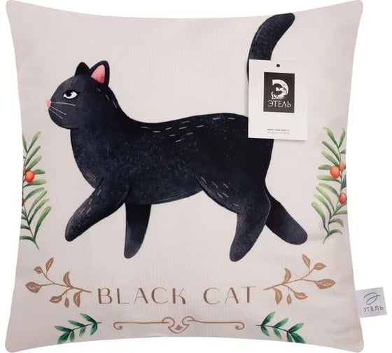Чехол на подушку Этель Black cat 40х40 см, 100% полиэстер, велюр 7029993