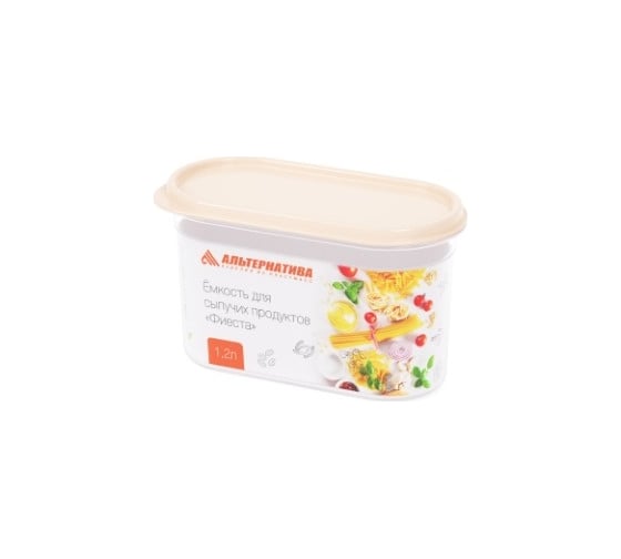 Емкость для сыпучих продуктов ЗПИ Альтернатива Фиеста 1,2л без клапана бежевый М8778