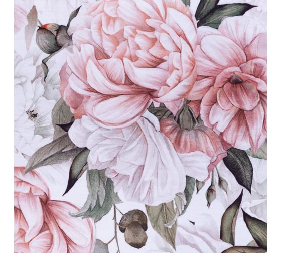 Комплект штор для кухни Этель Пионы с подхватами, 145x180 см, 2 шт, 100% полиэстер 5513585