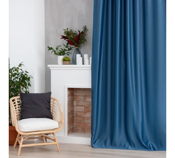 Портьерная штора Этель Штрихи цвет синий, на шторной ленте, 145х265 см, 100% полиэстер 5800401 1