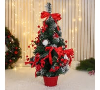 Ёлка Зимнее волшебство декор "Праздничная" бантик в горох, 28x58 см, красный 9693043