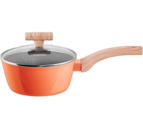 Ковш MAUNFELD MARTA из кованого алюминия, со стеклянной крышкой, 18 см, 1,6 л MSP16FA06CL