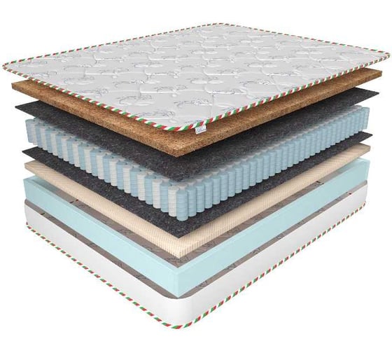 Матрас на кровать Corretto capri roll 80x186, разносторонний, ортопена,кокосовая койра, блок независимых пружин tfk, в рулоне, жаккард, высота 18 см mcapri80186oroll 1