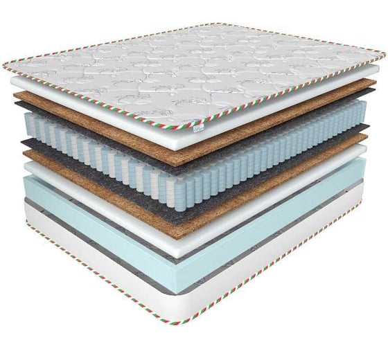 Матрас на кровать Corretto lazio roll 60x120, двусторонний, струттофайбер,кокосовая койра, блок независимых пружин tfk, в рулоне, жаккард, высота 20 mlazio60120oroll
