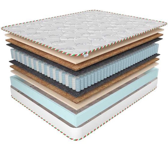 Матрас на кровать Corretto rimini roll 60x160, двусторонний, ортопена,кокосовая койра, блок независимых пружин tfk, в рулоне, жаккард, высота 18 см mrimini60160Oroll