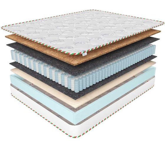 Матрас на кровать Corretto bella roll 120x200, разносторонний, ортопена,кокосовая койра, блок независимых пружин tfk, в рулоне, жаккард, высота 16 см mbella120200oroll 1