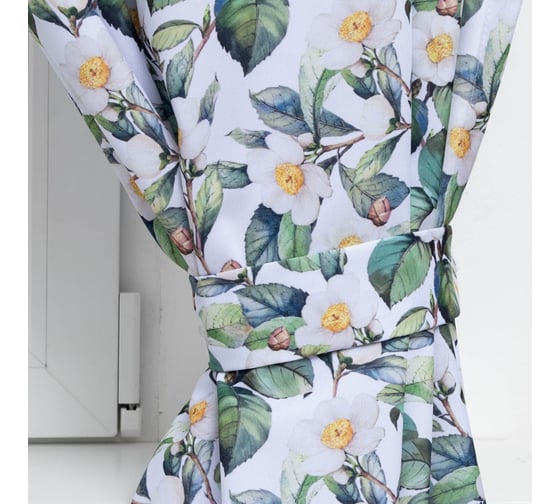 Комплект штор для кухни Этель Сamellia с подхватами, 145x180 см, 2 шт, 100% полиэстер 7183000