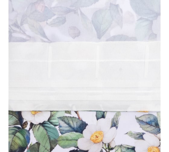Комплект штор для кухни Этель Сamellia с подхватами, 145x180 см, 2 шт, 100% полиэстер 7183000