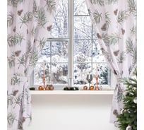 Комплект штор для кухни Этель Christmas tree с подхватами, 145x180 см, 2 шт, габардин 7072271