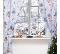 Комплект штор для кухни Этель Christmas wreaths с подхватами, 145x180 см, 2 шт, габардин 7072273
