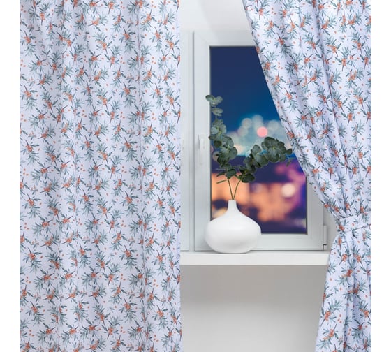 Комплект штор для кухни Этель Berry garden с подхватами, 145x180 см, 2 шт, 100% полиэстер 7183004