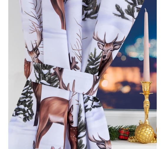Комплект штор для кухни Этель Сказочный лес с подхватами, 145x180 см, 2 шт, габардин 7261938