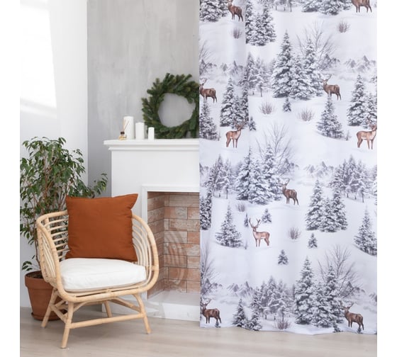Комплект штор Этель Snow forest 145х260 см-2 шт, 100% полиэстер, 140 г/м2 7787664 1