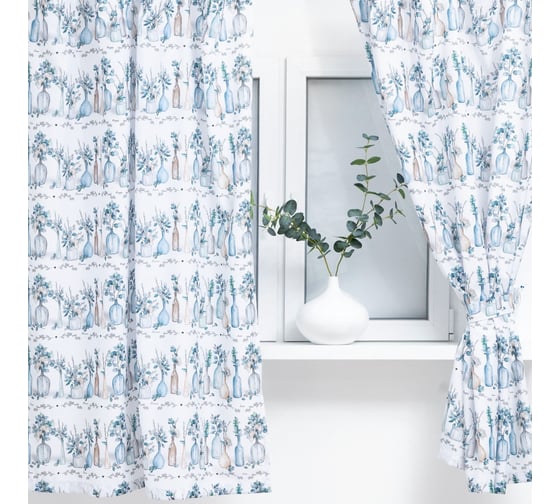 Комплект штор для кухни Этель Flower mood с подхватами, 145x180 см-2 шт, 100% полиэстер 7183002