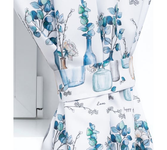 Комплект штор для кухни Этель Flower mood с подхватами, 145x180 см-2 шт, 100% полиэстер 7183002