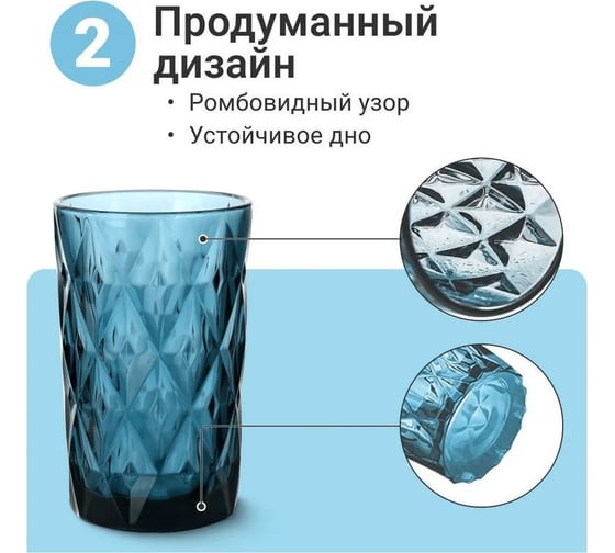 Набор стаканов Homium 6 шт., голубой setglass6-4