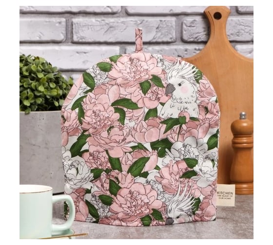 Грелка Этель Попугай 28x28 см, 80% хлопок, 20% полиэстер, сатин 110 г/м2 9596577