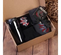 Подарочный набор Этель Born to win плед, носки, перчатки, термостакан 9848697