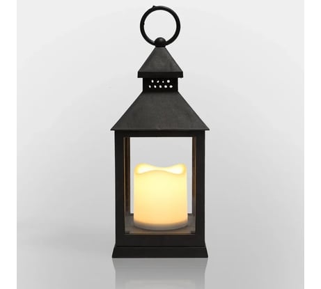 Светодиодный декоративный фонарь со свечкой NEON-NIGHT 10.5х10.5х24см, черный корпус 513-051