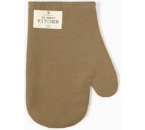 Варежка-прихватка Этель ECO, цвет оливковый, 20x28 см, 70% хлопок, 30% лен, ватин 250 г/м2 9631114