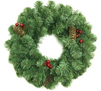 Венок MOROZCO Новогодний-13 зеленый, с шишками и ягодами ВН-13