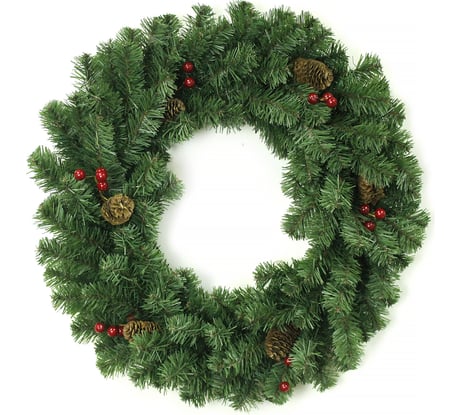 Венок MOROZCO Новогодний-16 зеленый, с шишками и ягодами, ПВХ ВН-16