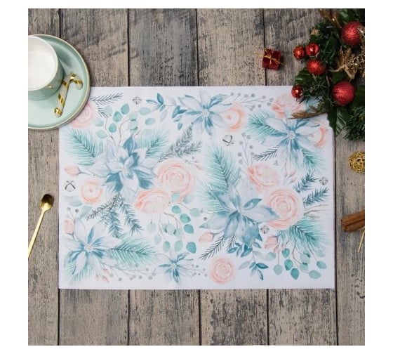 Салфетка на стол Этель Christmas flowers 30x40 см, 100% полиэстер, оксфорд 420 г/м2 5167885