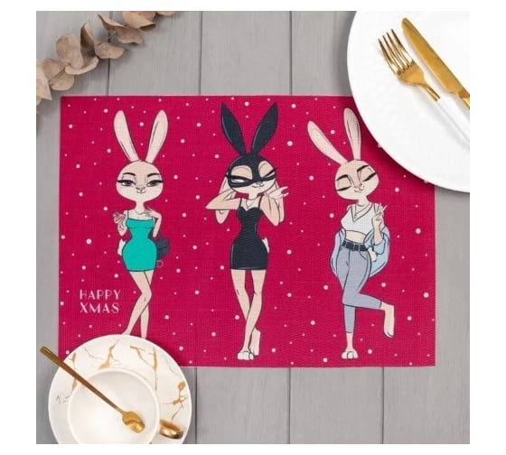 Салфетка на стол Этель Happy Xmas, ПВХ, 40x29 см 7370598