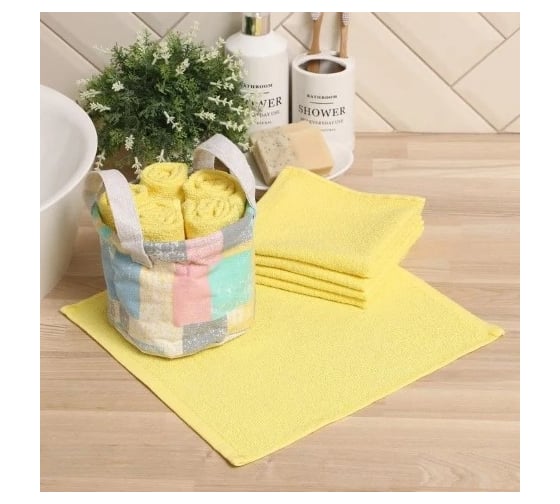 Набор махровых декоративных салфеток Этель Patchwork 30x30 см 5 шт, 100% хлопок 9284811