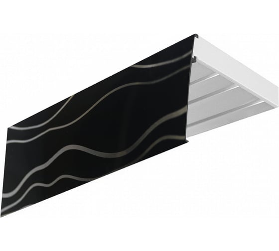 Карниз Эскар Эконом+ в сборе, 3-х рядный, волны black, 7 см, 3,5 м 770420350