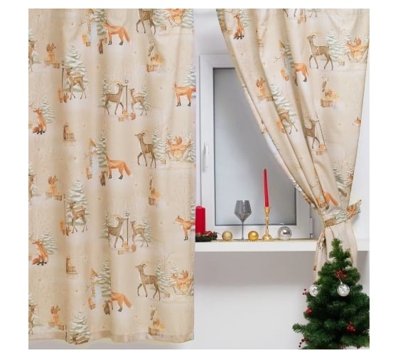 Комплект штор для кухни Этель с подхватами Christmas forest 145x180 см, 2 шт, габардин 7261940