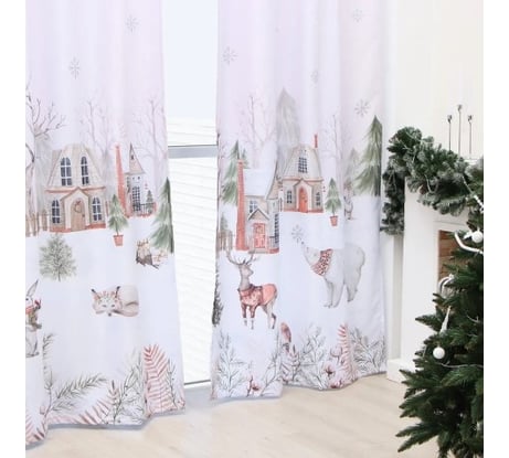 Комплект штор Этель Зимняя история 145x260 см, 2 шт, 100% полиэстер, 140 г/м2 9836708