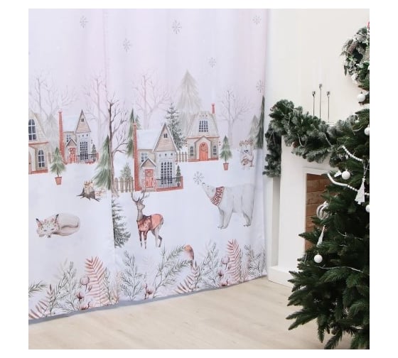 Комплект штор Этель Зимняя история 145x260 см, 2 шт, 100% полиэстер, 140 г/м2 9836708