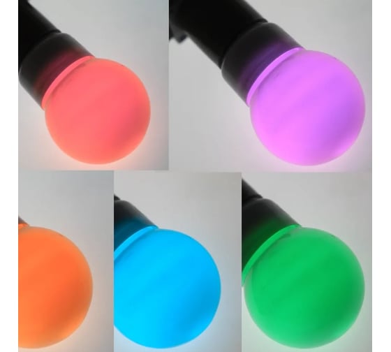 Светодиодная лампа-шар для украшения NEON-NIGHT диаметр 50 мм, цоколь е27, 9 LED, 5 Вт RGB 405-512