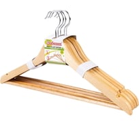 Вешалка-плечики ЛЮБАША Эконом 5 шт., деревянные, перекладина, цвет сосна, 48-50 880326