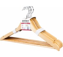 Вешалка-плечики BRABIX стандарт, 5 шт., деревянные, перекладина, цвет сосна, 48-50 880296