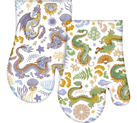 Прихватка-рукавица МУЛЬТИДОМ Дзен Дракон размер 17x27 см 2 дизайна HN88-448