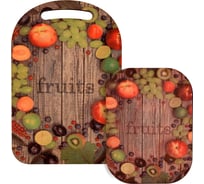 Разделочная доска и подставка МУЛЬТИДОМ Фруктовый рай набор 2 предмета размеры 29x18,5 см, 18,5x14 см МБ18-375