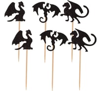 Набор топперов для украшения МУЛЬТИДОМ Драконы 6 шт размер 13,5x6,5 см VL80-536