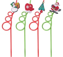 Трубочки для коктейля МУЛЬТИДОМ Рождество 4 шт размер 0,6x25 см VL2-78