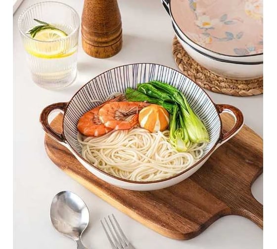 Тарелка Homium Japanese Collection, Home, с ручками, голубой/коричневый, D23.5 см homeJC03